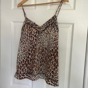 INC camisole with adjustable straps leopard print size large